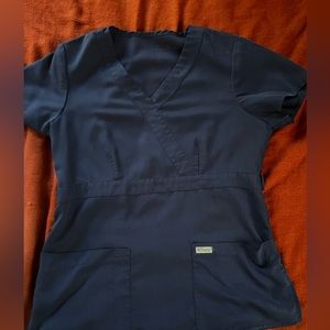 Navy Blue Greys Anatomy Scrub Top